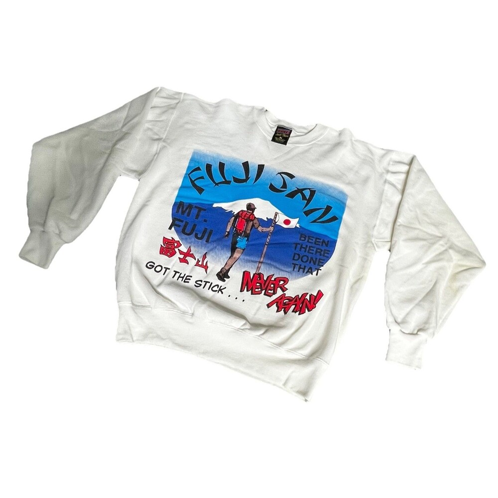 Mount Fuji Fujisan Mountain Climbing Vintage 90s Sweatshirt Medium